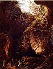 Famous Wooded Paintings - Figures By A Waterfall In A Wooded Landscape